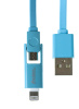 Кабель USB 2.0 - microUSB/Apple 8pin, 2-в-1, 1м, 2.1A, плоский, Partner