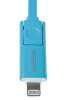 Кабель USB 2.0 - microUSB/Apple 8pin, 2-в-1, 1м, 2.1A, плоский, Partner